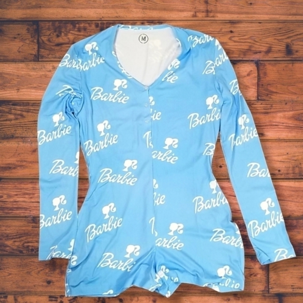 Blue Barbie Rompers Button Up